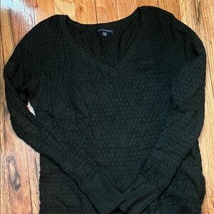 American Eagle Outfitters Textured Black V-Neck Sweater